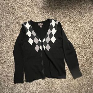 Fenn Wright Manson Black and Gray Argyle Cardigan